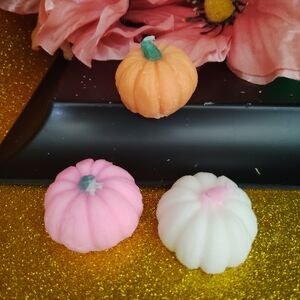 Set of Three Pumpkin-Shaped Candles